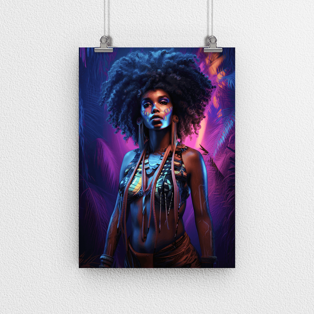 Afrocentric Woman Portrait Poster - Afro African - Modern Interiors Wall Art Décor