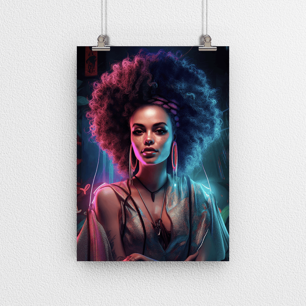Afro-Latina Woman Portrait Poster - Latin Africa - Modern Interiors Wall Art Décor