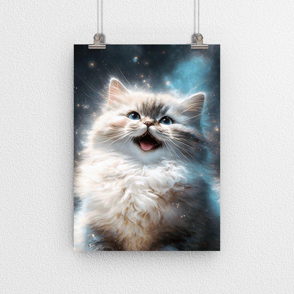 Cute Cat Kitten Portrait Poster Print - Modern Interiors Wall Art Décor