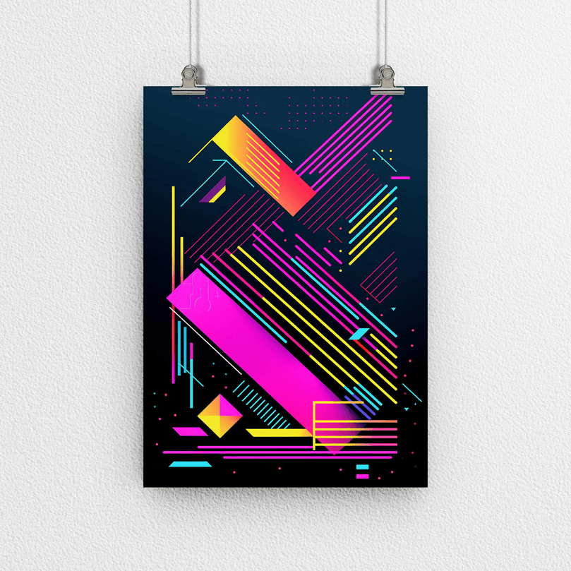 80's Geometric Design Retro Poster Print - Modern Interiors Wall Décor