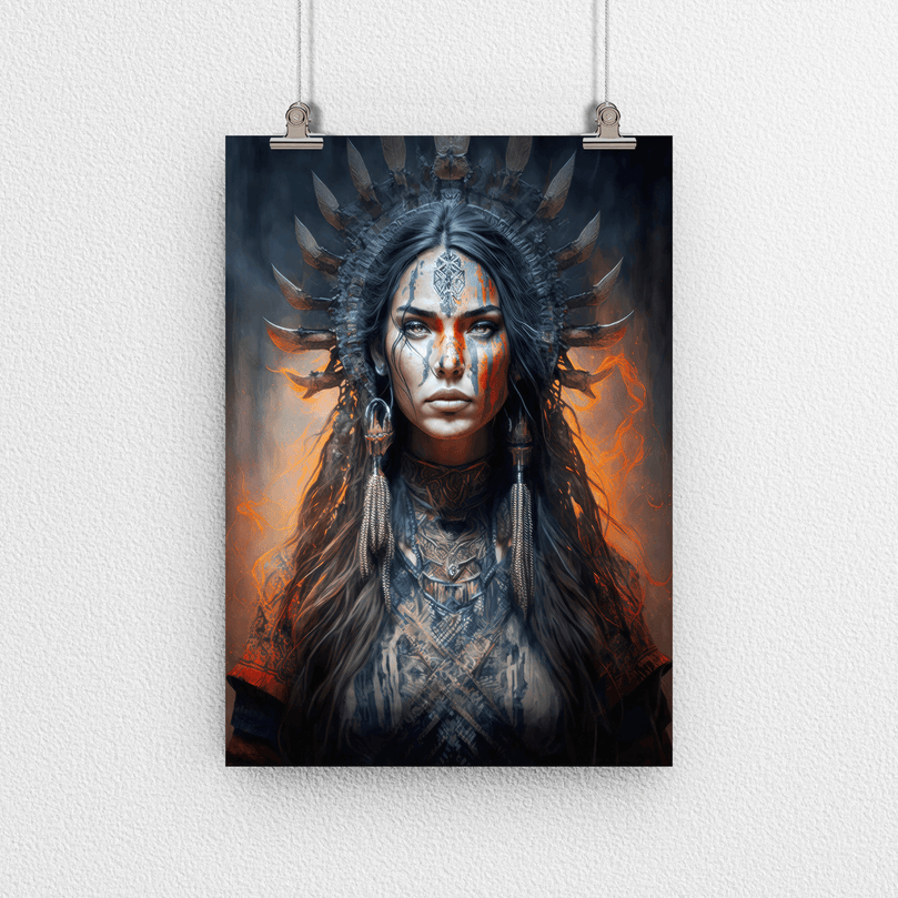 Tribal Woman Portrait Poster Print - Modern Interiors Wall Art Décor