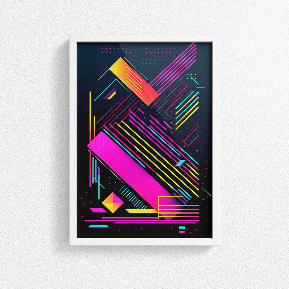 80's Geometric Design Retro Poster Print - Modern Interiors Wall Décor