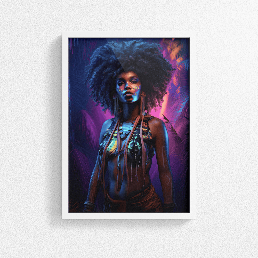Afrocentric Woman Portrait Poster - Afro African - Modern Interiors Wall Art Décor