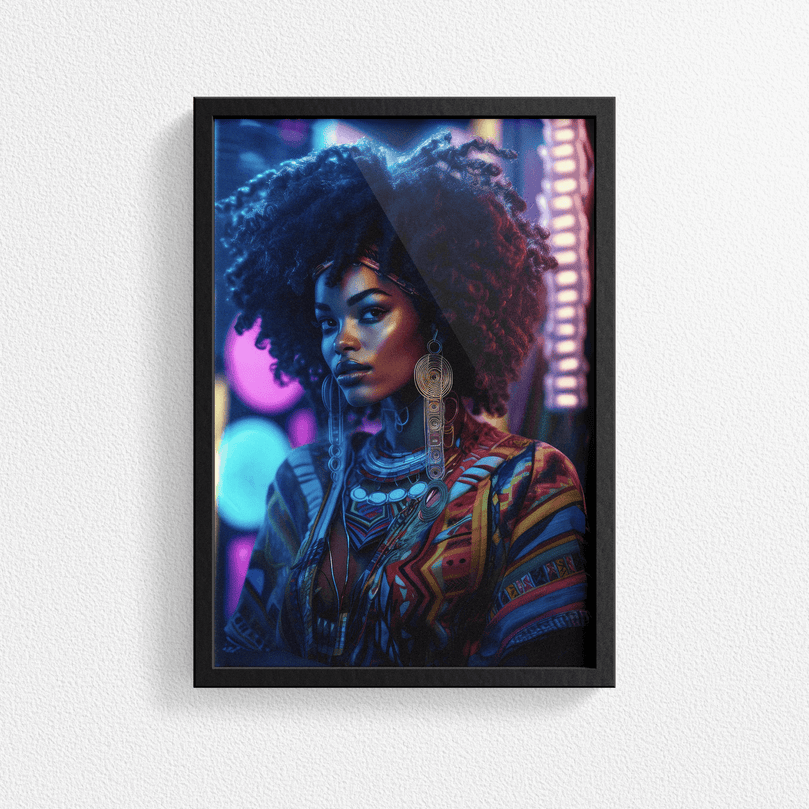 Afrocentric Woman Portrait Poster - Afro African - Modern Interiors Wall Art Décor