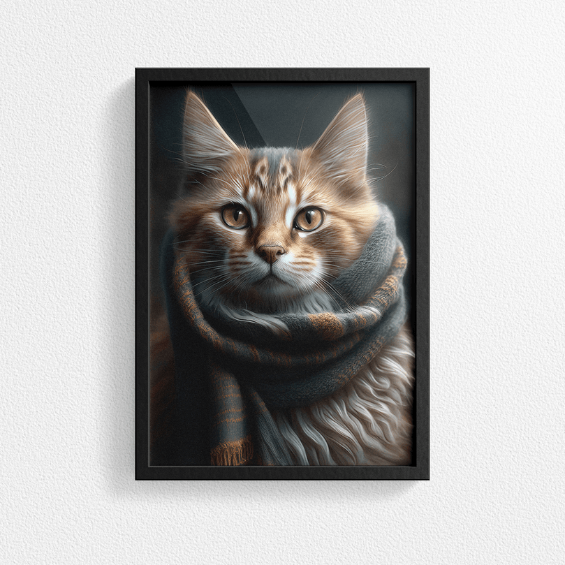 Cat with Woolly Scarf Poster Print - Modern Interiors Wall Art Décor
