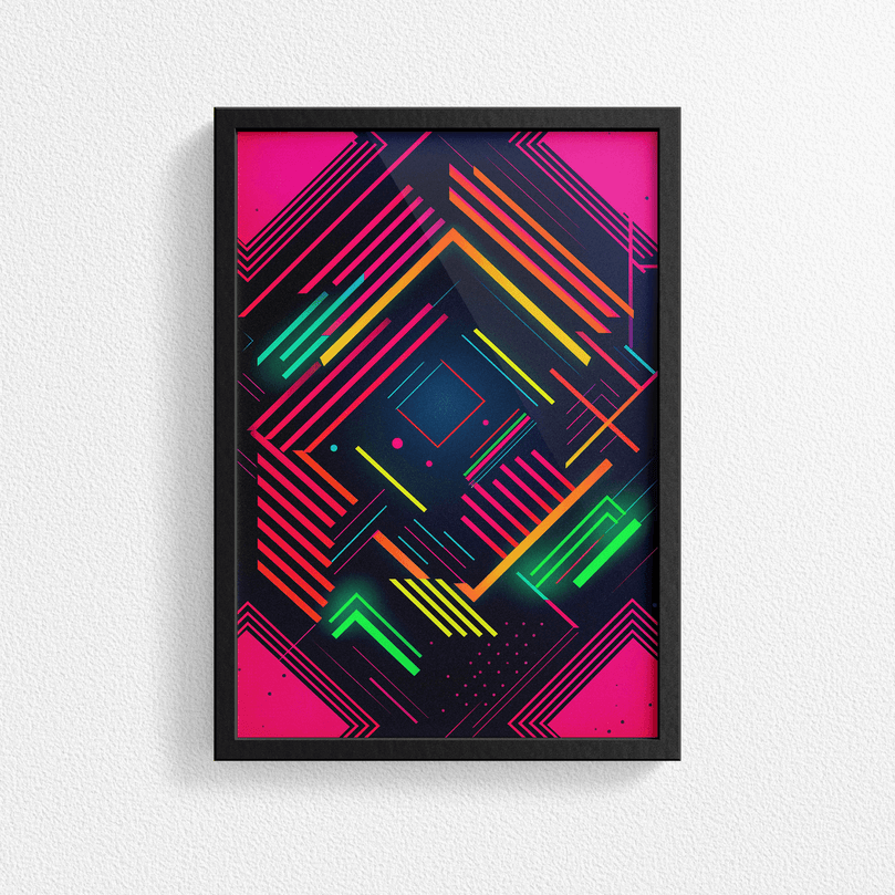 80's Geometric Design Retro Poster Print - Modern Interiors Wall Décor
