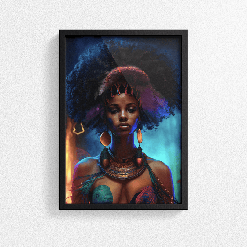 Afrocentric Woman Portrait Poster - Afro African - Modern Interiors Wall Art Décor