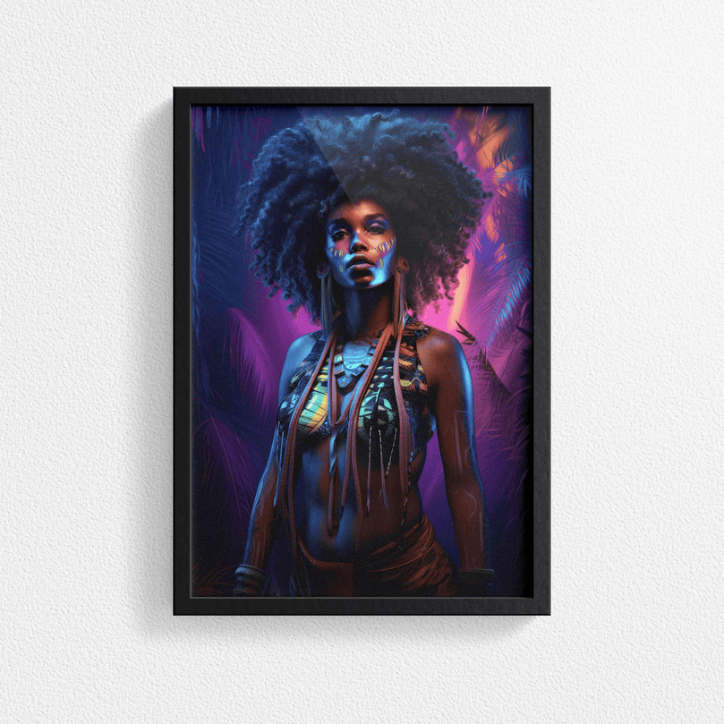 Afrocentric Woman Portrait Poster - Afro African - Modern Interiors Wall Art Décor