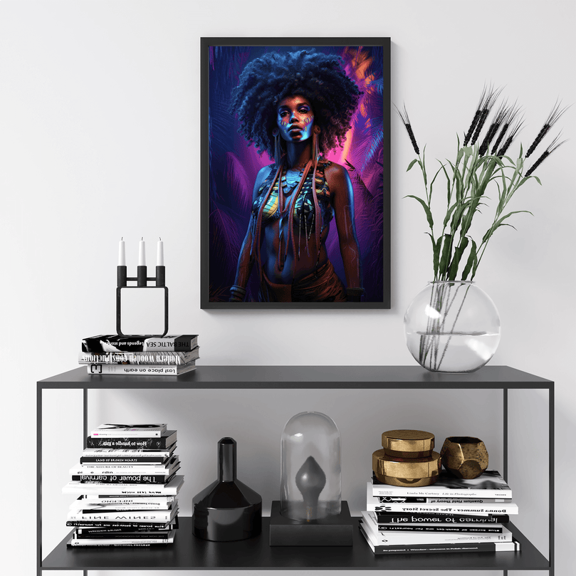 Afrocentric Woman Portrait Poster - Afro African - Modern Interiors Wall Art Décor