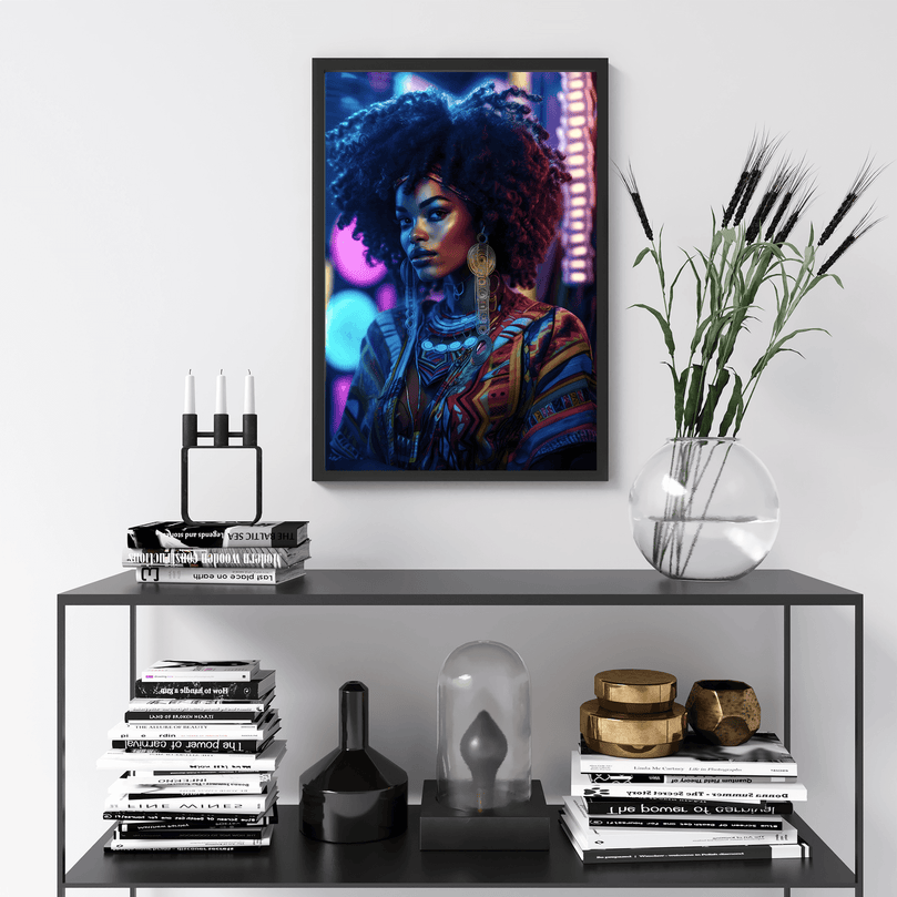 Afrocentric Woman Portrait Poster - Afro African - Modern Interiors Wall Art Décor