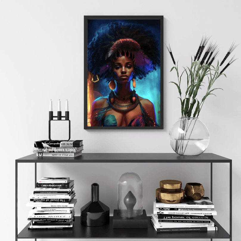 Afrocentric Woman Portrait Poster - Afro African - Modern Interiors Wall Art Décor