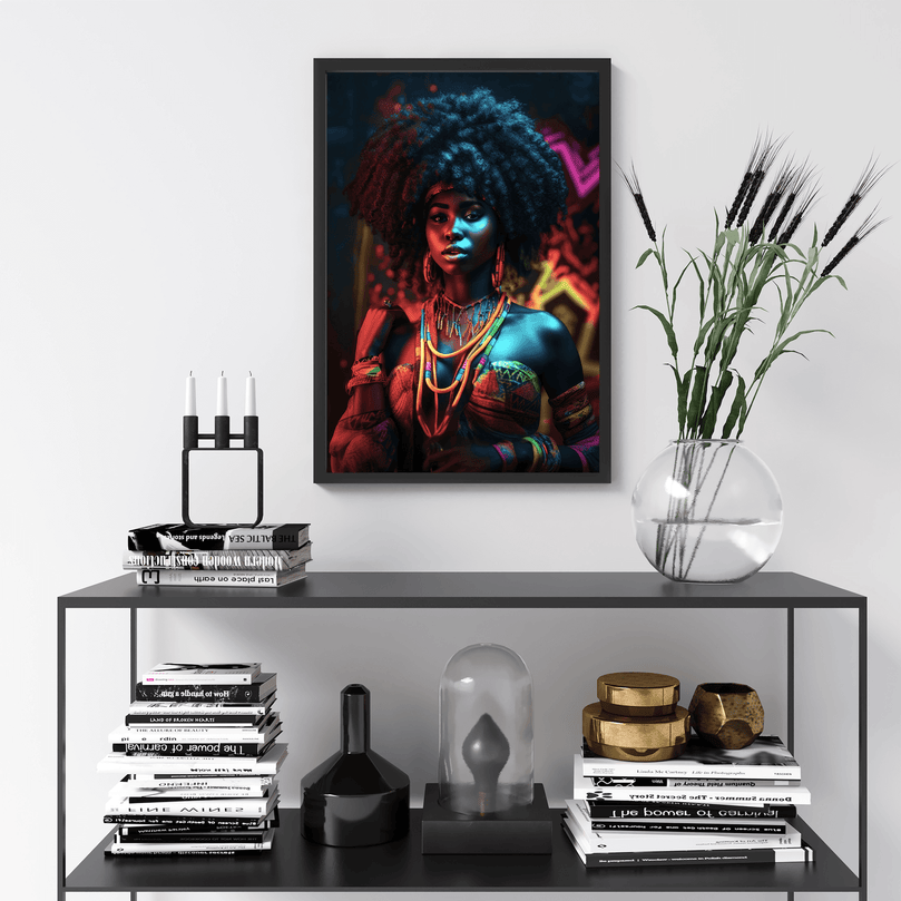 Afrocentric Woman Portrait Poster - Afro African - Modern Interiors Wall Art Décor