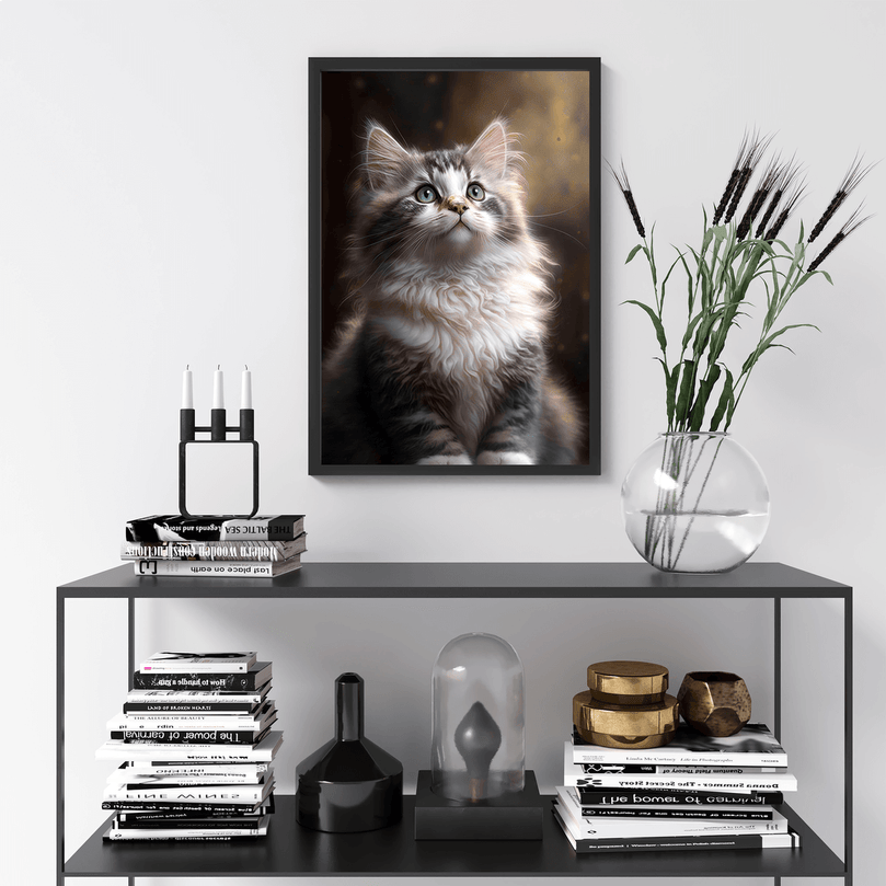 Cute Cat Portrait Poster Print - Modern Interiors Wall Art Décor