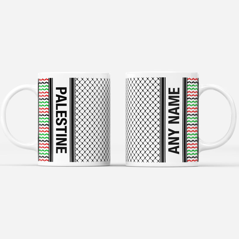 Palestine Keffiyeh Kufiya 'Personalised' Coaster With Optional Mug Set