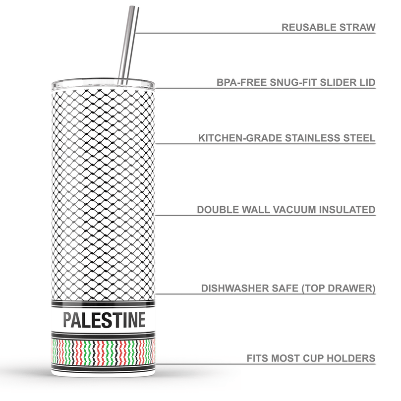 Palestinian Keffiyeh Kufiya 'Personalised' 600ml Drink Tumbler