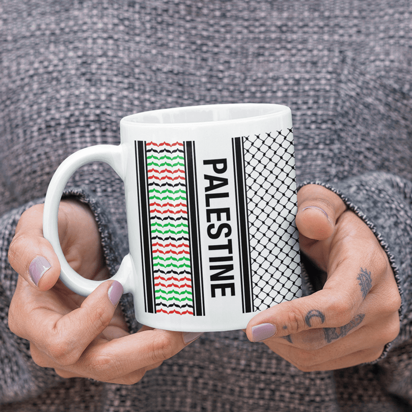 Palestine Keffiyeh Kufiya 'Personalised' Coaster With Optional Mug Set