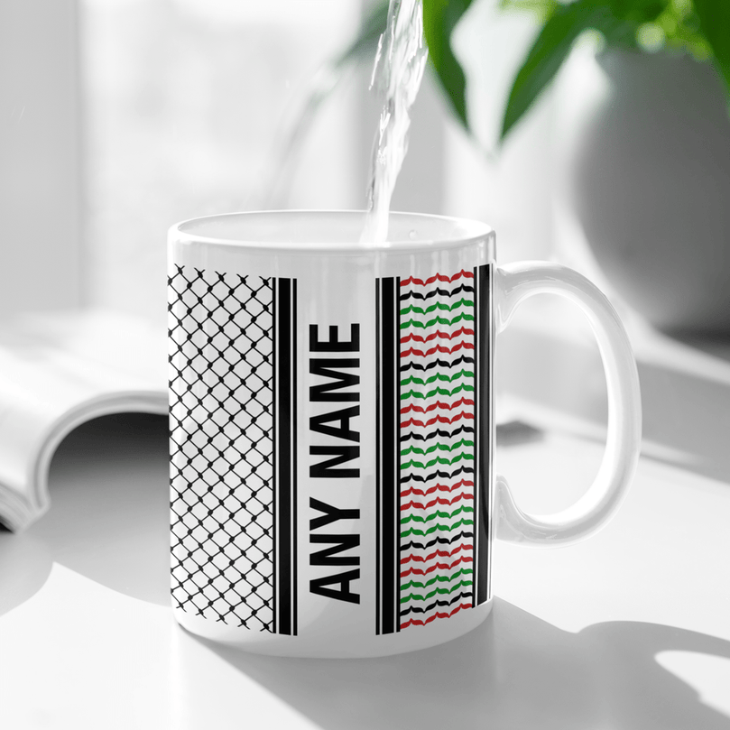 Palestinian Keffiyeh Kufiya 'Personalised' Mug With Optional Coaster Set