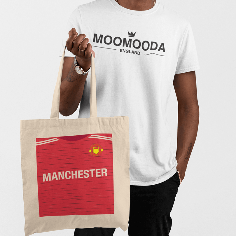 Manchester United 2020/2021 Inspired Home Kit Colours 'Personalised' Football Tote Bag.