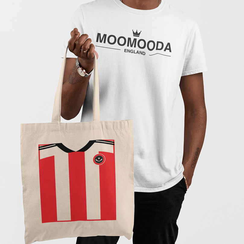 Sheffield United Inspired Retro Style Home Kit Colours 'Personalised' Football Unisex Tote Bag.