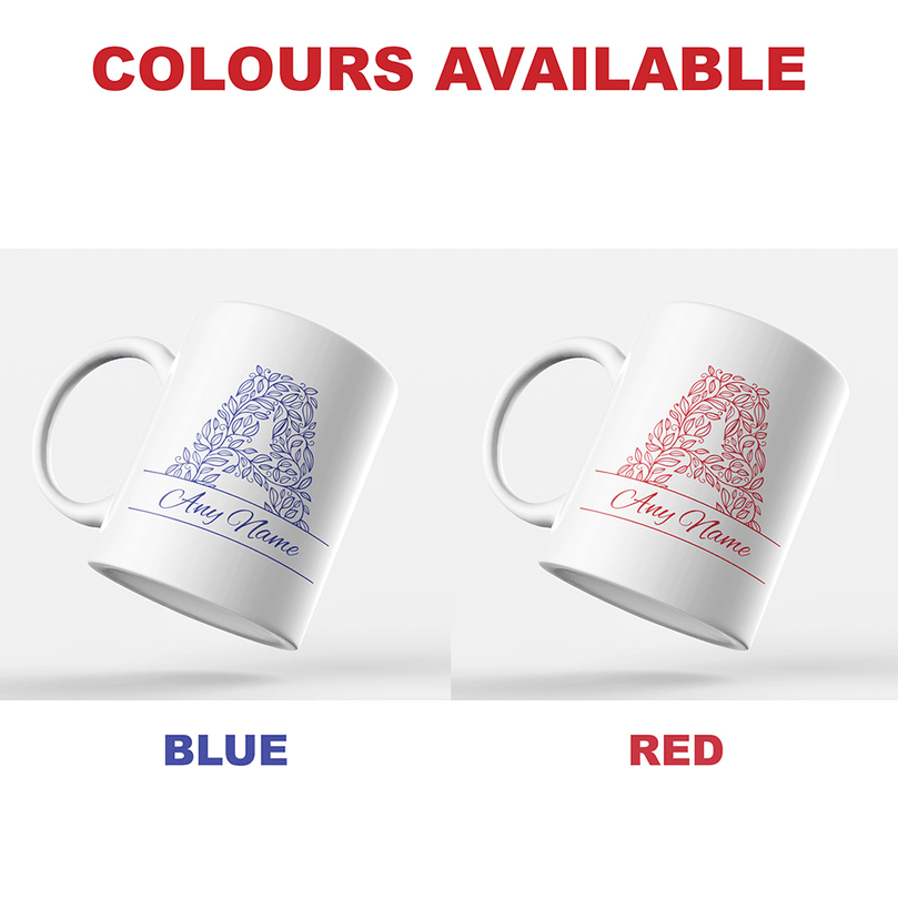 Personalised Initial Letter & Name Mug With Optional Coaster Set