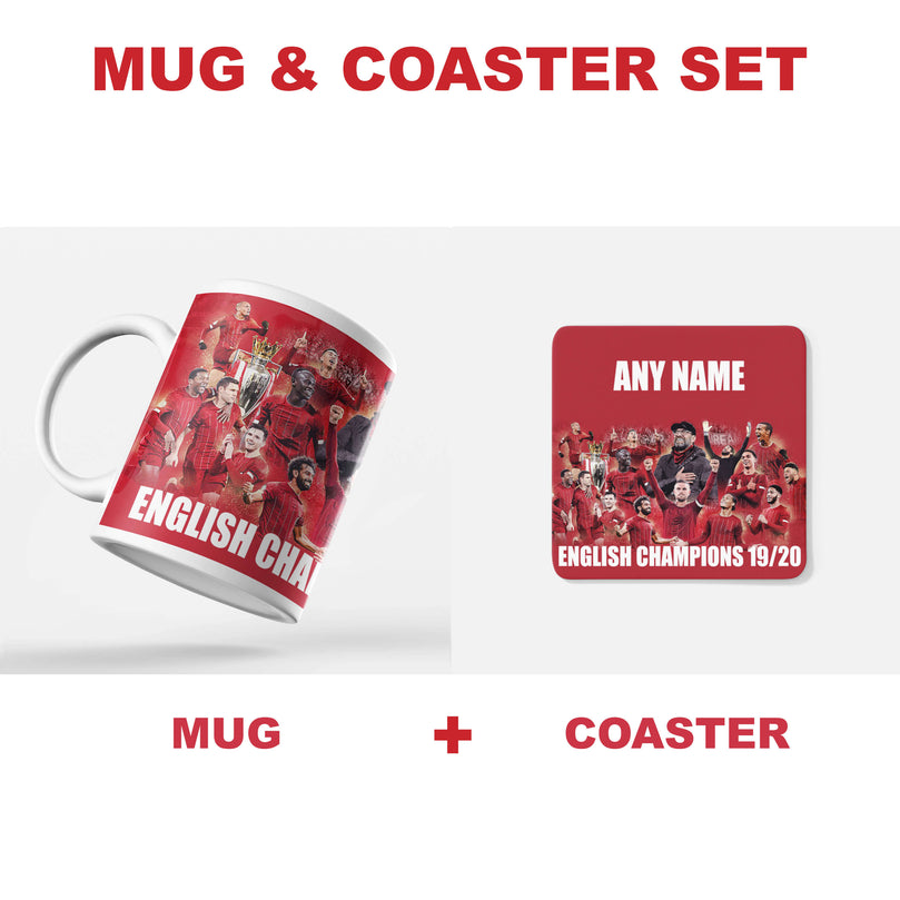 Liverpool 2019/2020 Champions Inspired’ Personalised' Football Coaster With Optional Mug Set