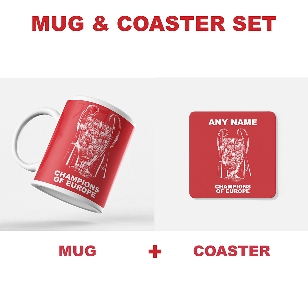 Bayern Munich 2019/2020 Champions of Europe Inspired Colours for Personalised Football Coaster with optional Mug. Perfect item for the Bavarians fan.