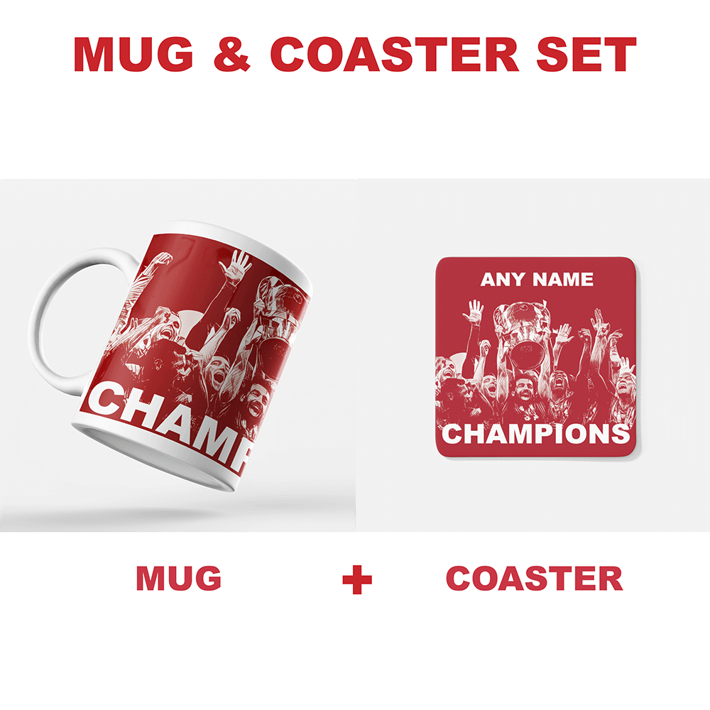 Liverpool 2019/2020 Champions Inspired’ Personalised' Football Coaster With Optional Mug Set