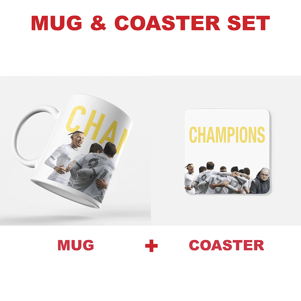 Leeds 2019/2020 Champions Inspired Football Coaster With Optional Mug Set. Perfect item for The Peacocks fan.