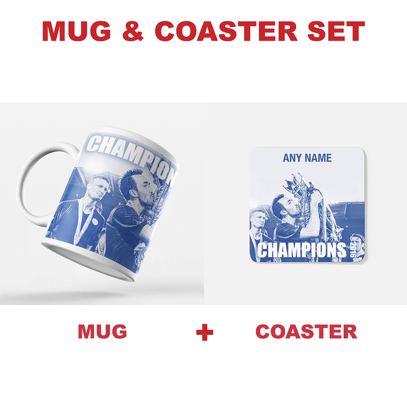 Leicester City 2016 Champions Inspired ‘Personalised' Football Coaster With Optional Mug Set