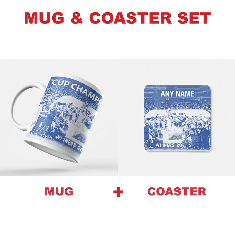 Rangers 2022 Scottish Cup Winners Inspired ‘Personalised' Football Coaster With Optional Mug Set