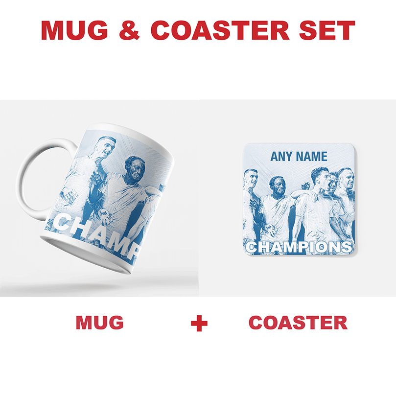 Coventry City 2019/2020 Champions Inspired Colours for Personalised Football Mug with optional Coaster. Perfect item for The Sky Blues fan.