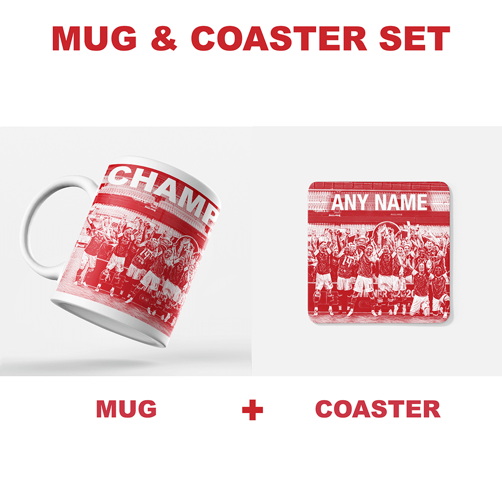 Arsenal 2019/2020 Champions Inspired ‘Personalised' Football Coaster With Optional Mug Set