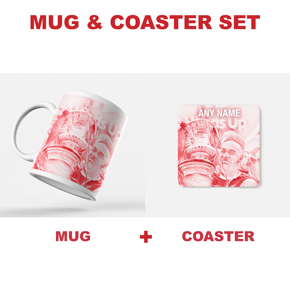 Arsenal 2019/2020 Champions Inspired ‘Personalised' Football Coaster With Optional Mug Set