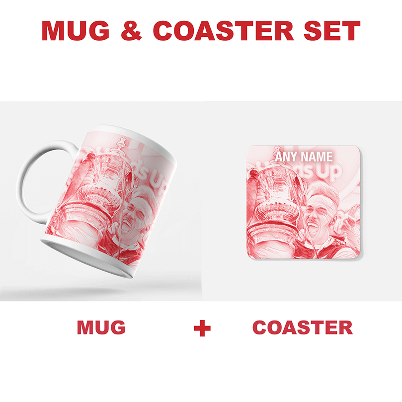 Arsenal 2019/2020 Champions Inspired ‘Personalised' Football Coaster With Optional Mug Set