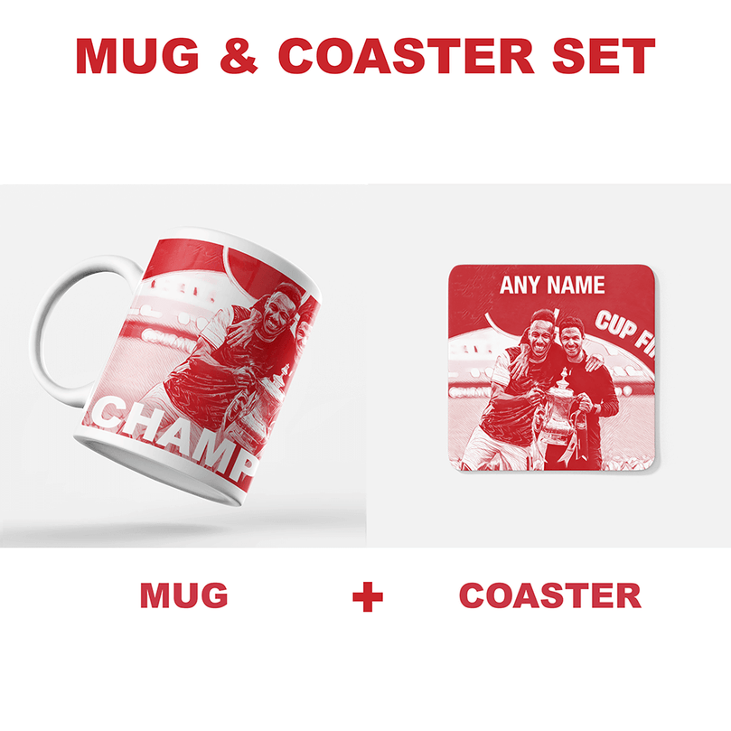 Arsenal 2019/2020 Champions Inspired ‘Personalised' Football Coaster With Optional Mug Set