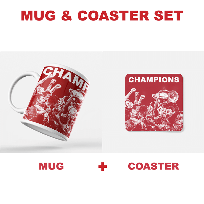 Liverpool 2019/2020 Champions Inspired Football Coaster With Optional 'Personalised' Mug Set