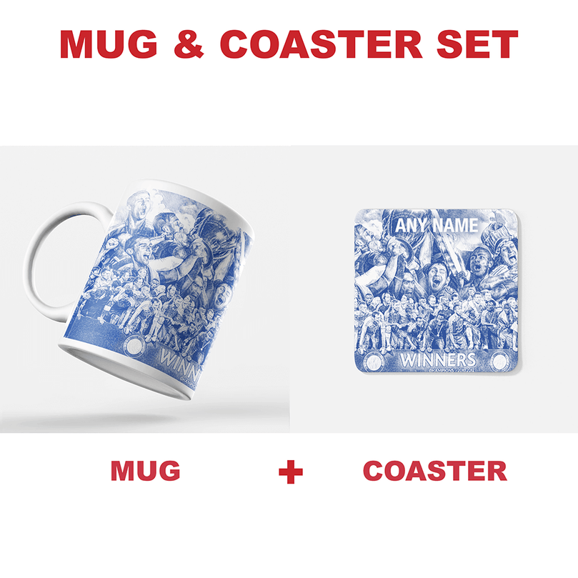 Chelsea 2011/2012 Champions of Europe Inspired Colours for Personalised Football Coaster with optional Mug. Perfect item for The Blues fan.