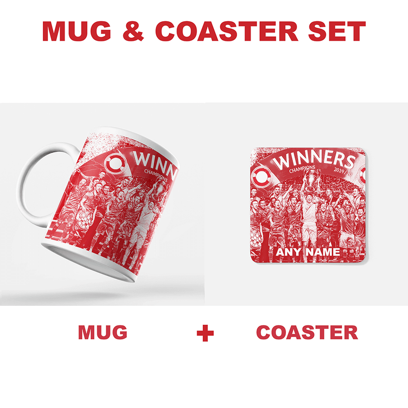 Bayern Munich 2019/2020 Champions of Europe Inspired Colours for Personalised Football Coaster with optional Mug. Perfect item for the Bavarians fan.