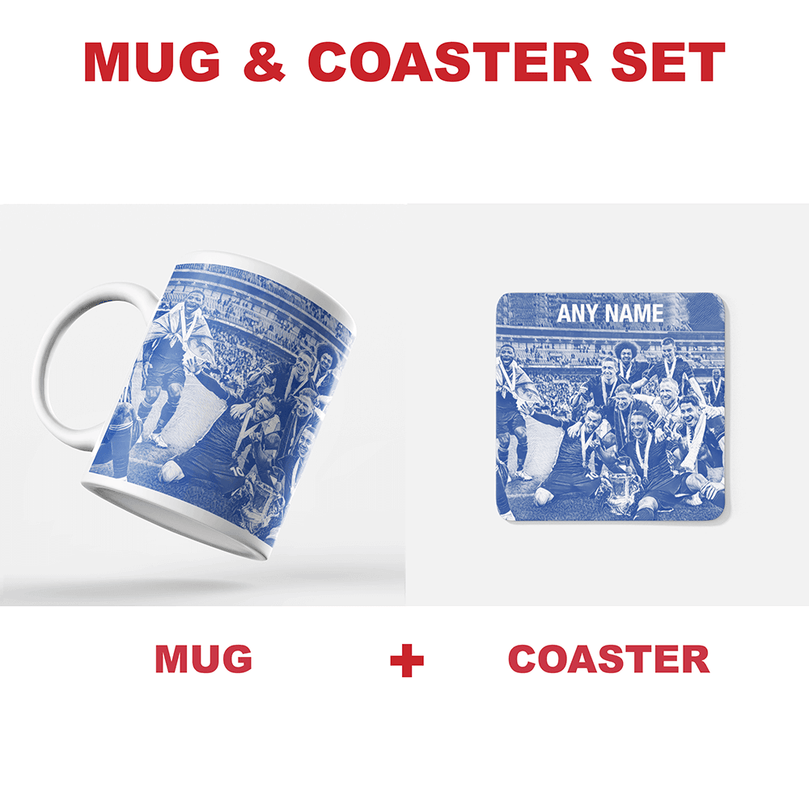 Leicester City 2020/2021 Champions Inspired ‘Personalised' Football Coaster With Optional Mug Set