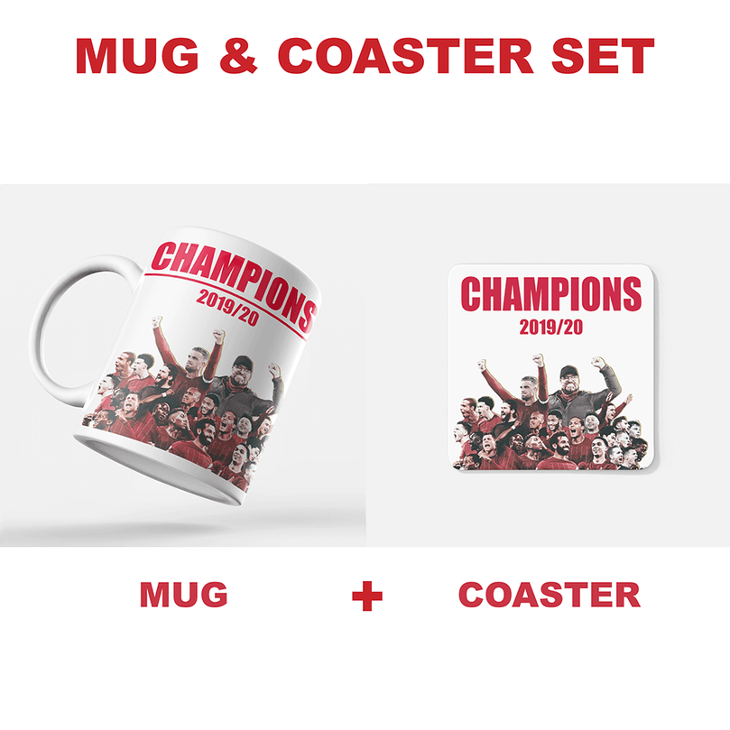 Liverpool 2019/2020 Champions Inspired Football Coaster With Optional 'Personalised' Mug Set