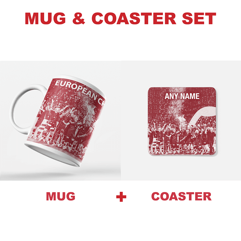 Roma / Rome 2022 European Champions Inspired 'Personalised' Football Coaster With Optional Mug Set