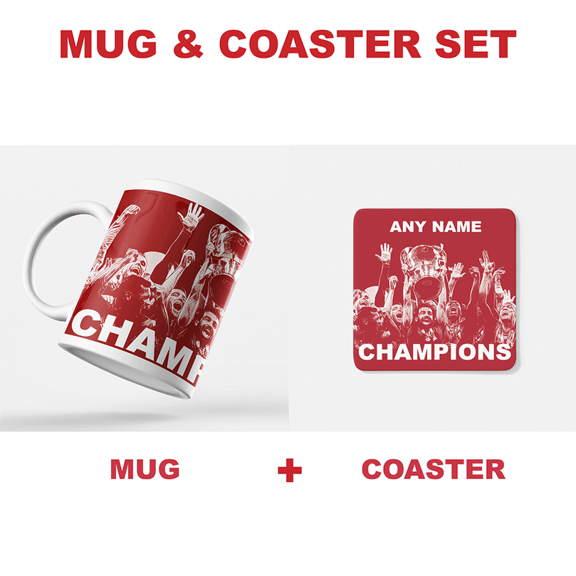 Liverpool 2019/2020 Champions Inspired’ Personalised' Football Coaster With Optional Mug Set