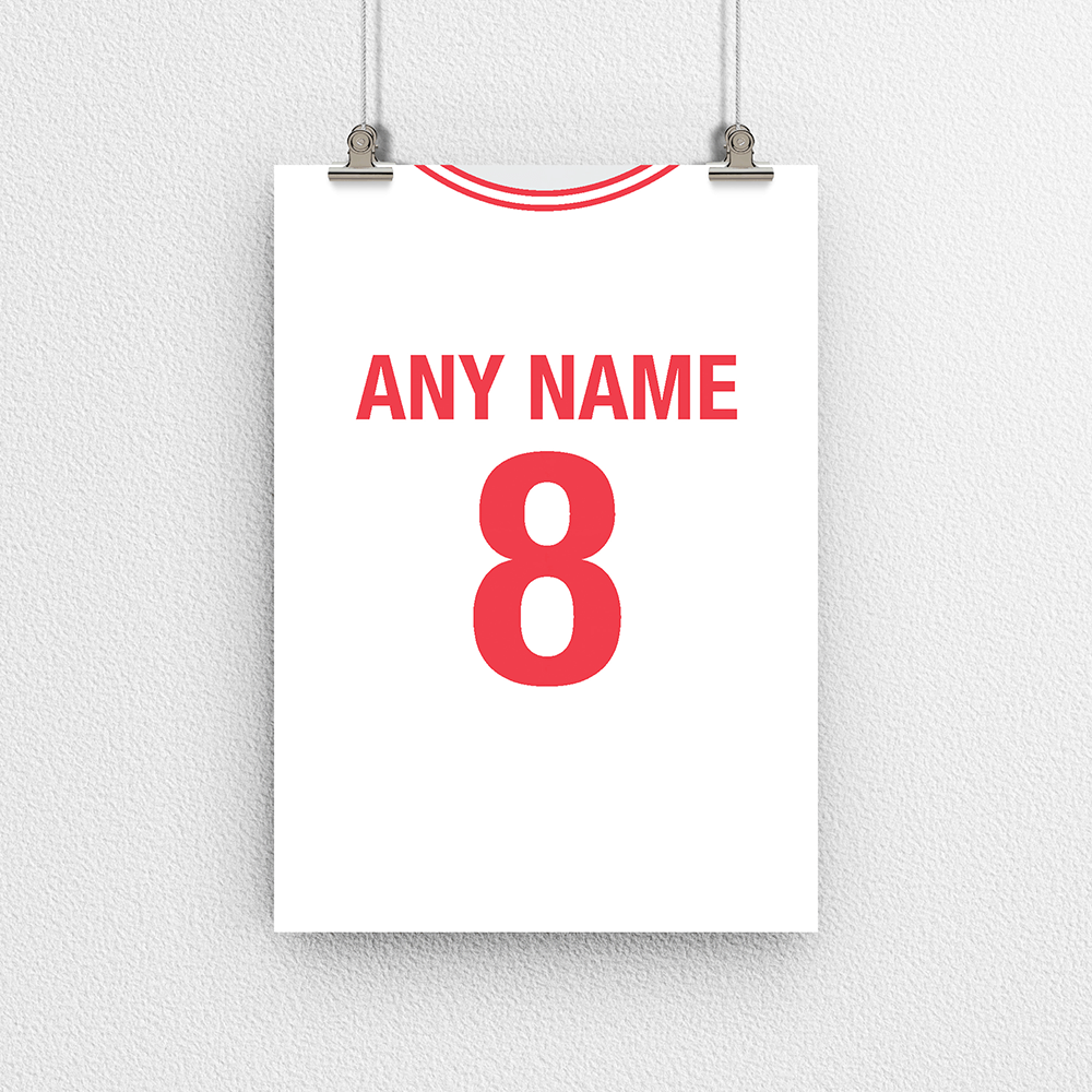 Turkey Retro Home Kit Shirt Inspired Colours for Personalised Football Poster Print. Perfect item for the Ay-Yıldızlılar fan.