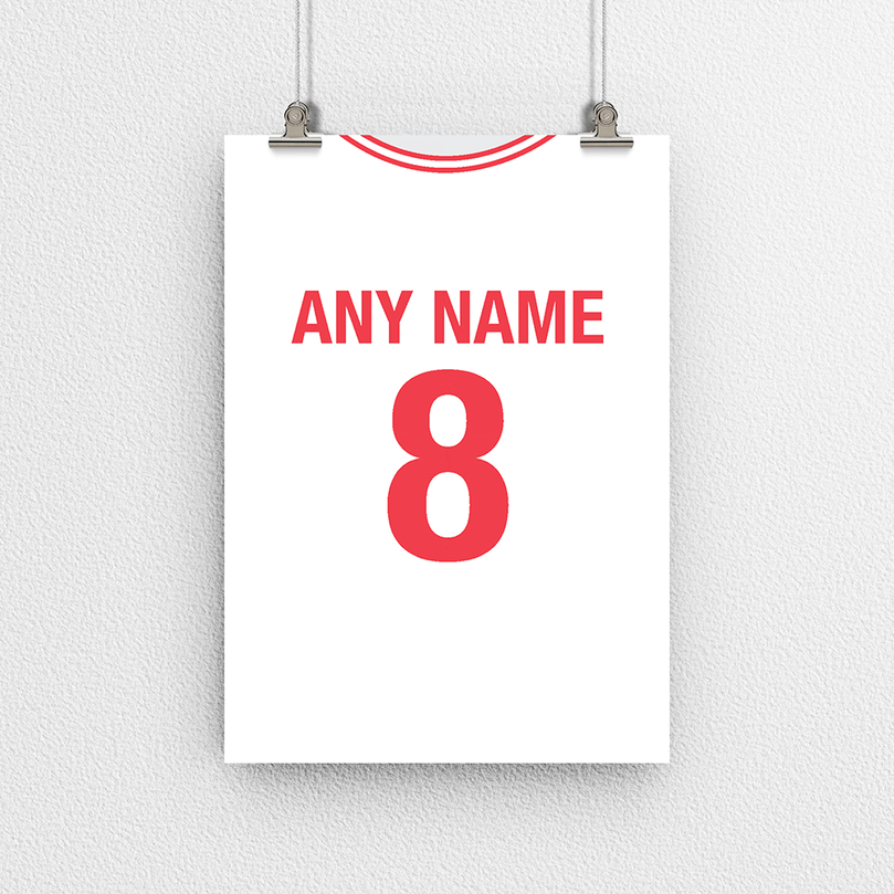 Turkey Retro Home Kit Shirt Inspired Colours for Personalised Football Poster Print. Perfect item for the Ay-Yıldızlılar fan.