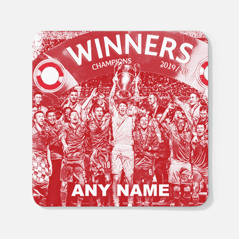 Bayern Munich 2019/2020 Champions of Europe Inspired Colours for Personalised Football Coaster with optional Mug. Perfect item for the Bavarians fan.