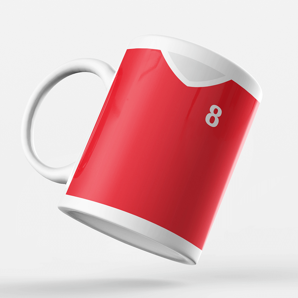 Nottingham Retro Home Kit Shirt Inspired Colours for Personalised Football Mug with optional Coaster.