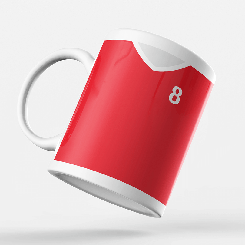 Nottingham Retro Home Kit Shirt Inspired Colours for Personalised Football Mug with optional Coaster.