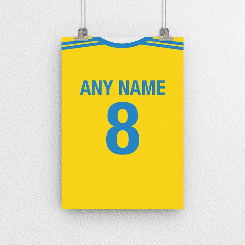 Ukraine Retro Home Kit Shirt Inspired Colours for Personalised Football Poster Print. Perfect item for the Zbirna fan.
