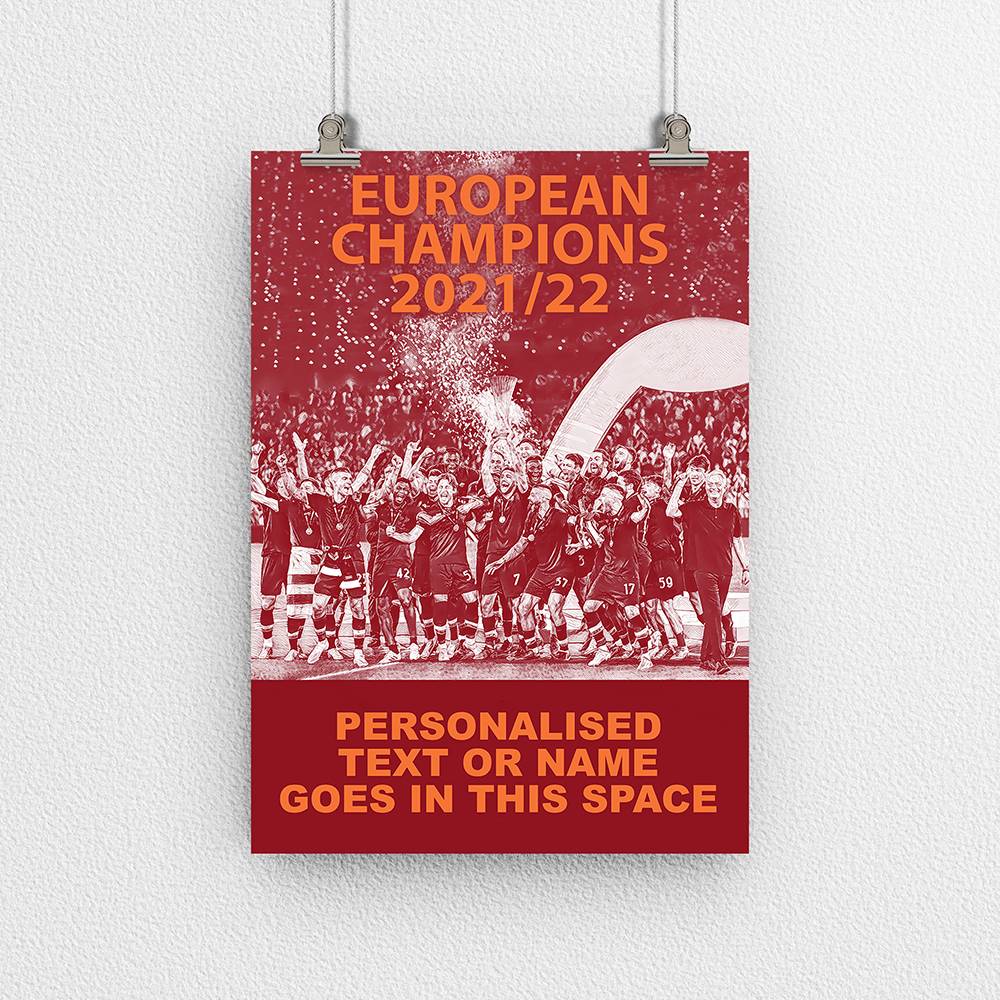 Roma / Rome 2022 European Champions Inspired 'Personalised' Football Poster Print