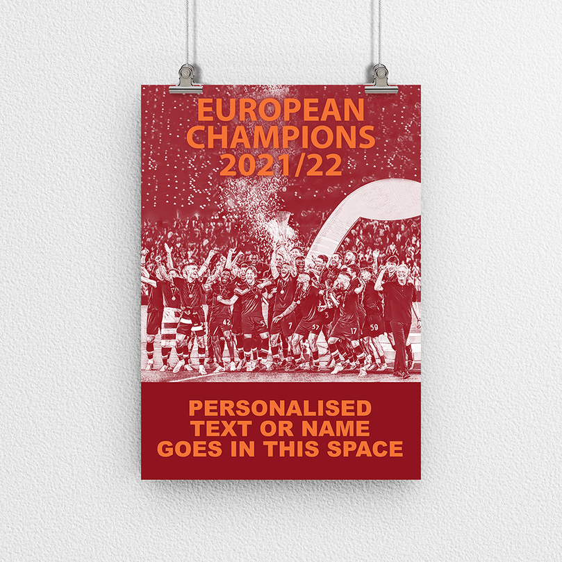 Roma / Rome 2022 European Champions Inspired 'Personalised' Football Poster Print